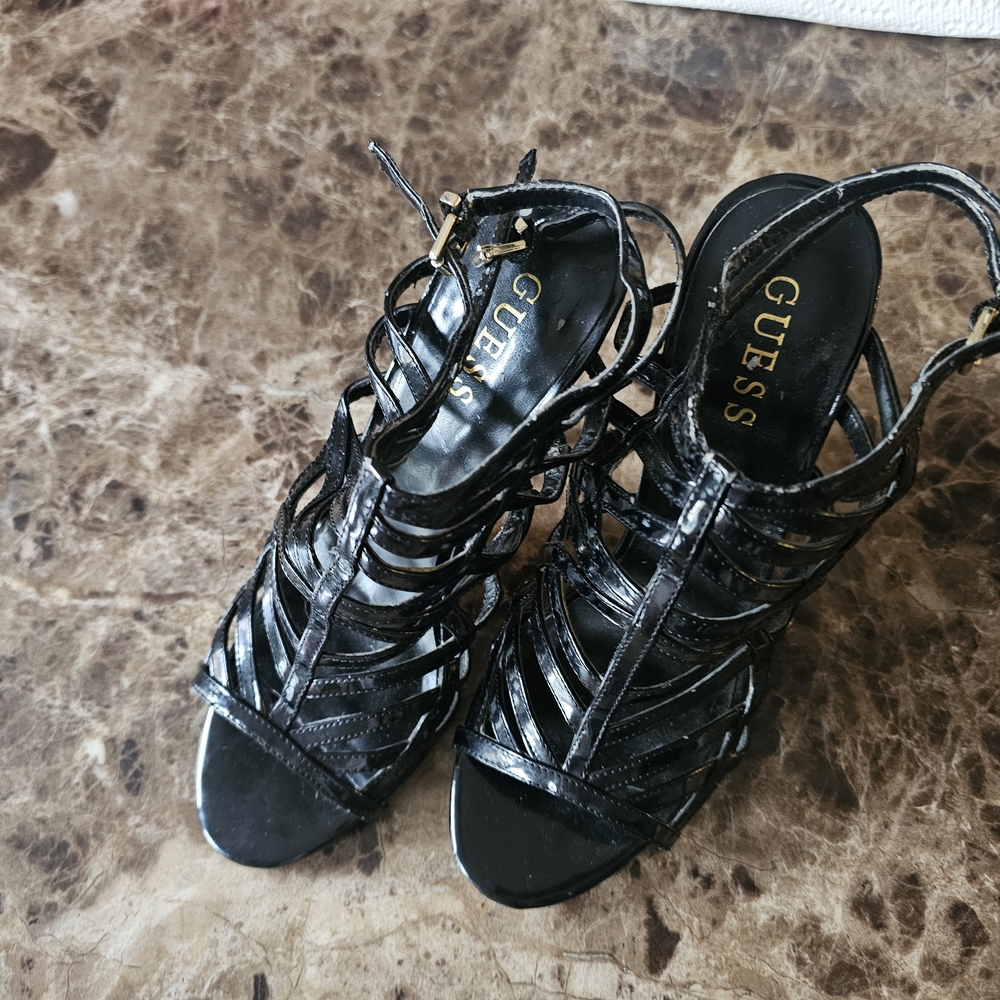 Guess Black Strappy Heels
